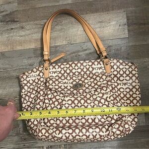 Coach Signature Brown and Tan Shoulder Bag